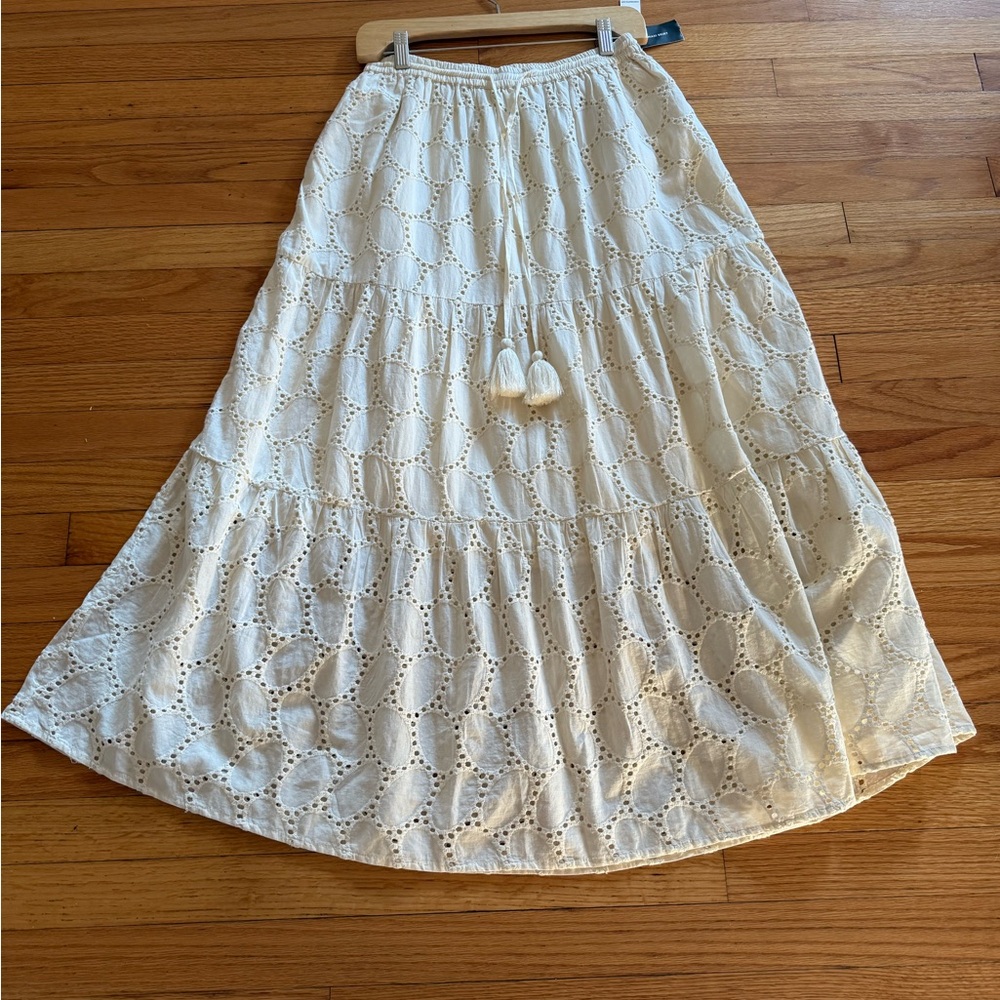 Liverpool Cream Maxi Skirt with Eyelet Design